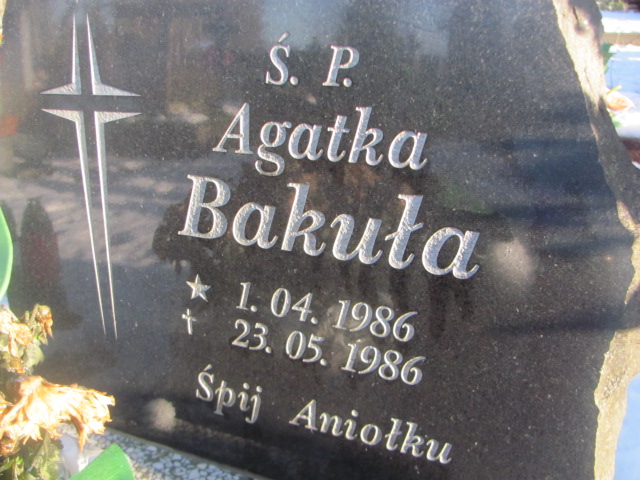 Agata Bakuła 1986 Dłużec gm. Piecki - Grobonet - Wyszukiwarka osób pochowanych